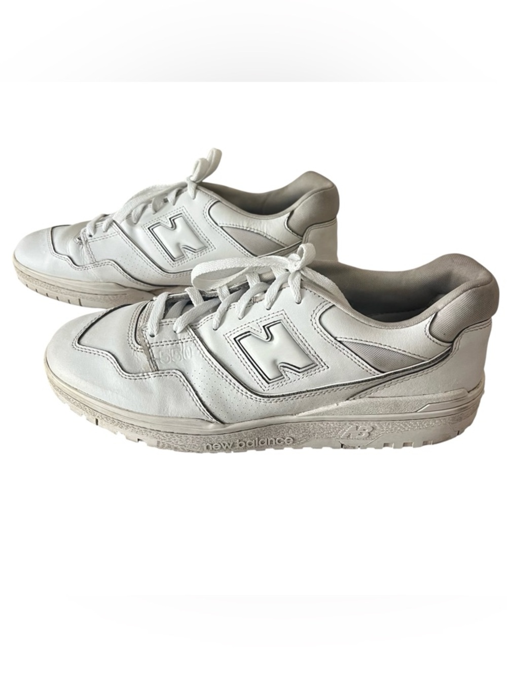New Balance 550 Triple White Leather Sneakers Men's Size 13